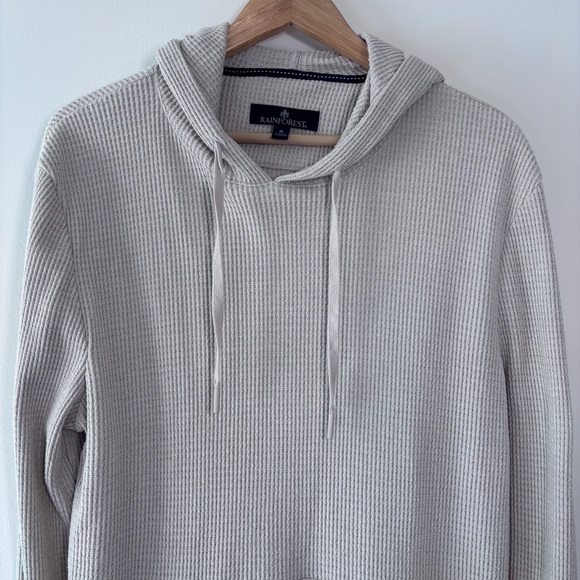Rainforest Cabin Oatmeal Cream Waffle Knit Pullover Hoodie Men’s Size Medium - Picture 2 of 9